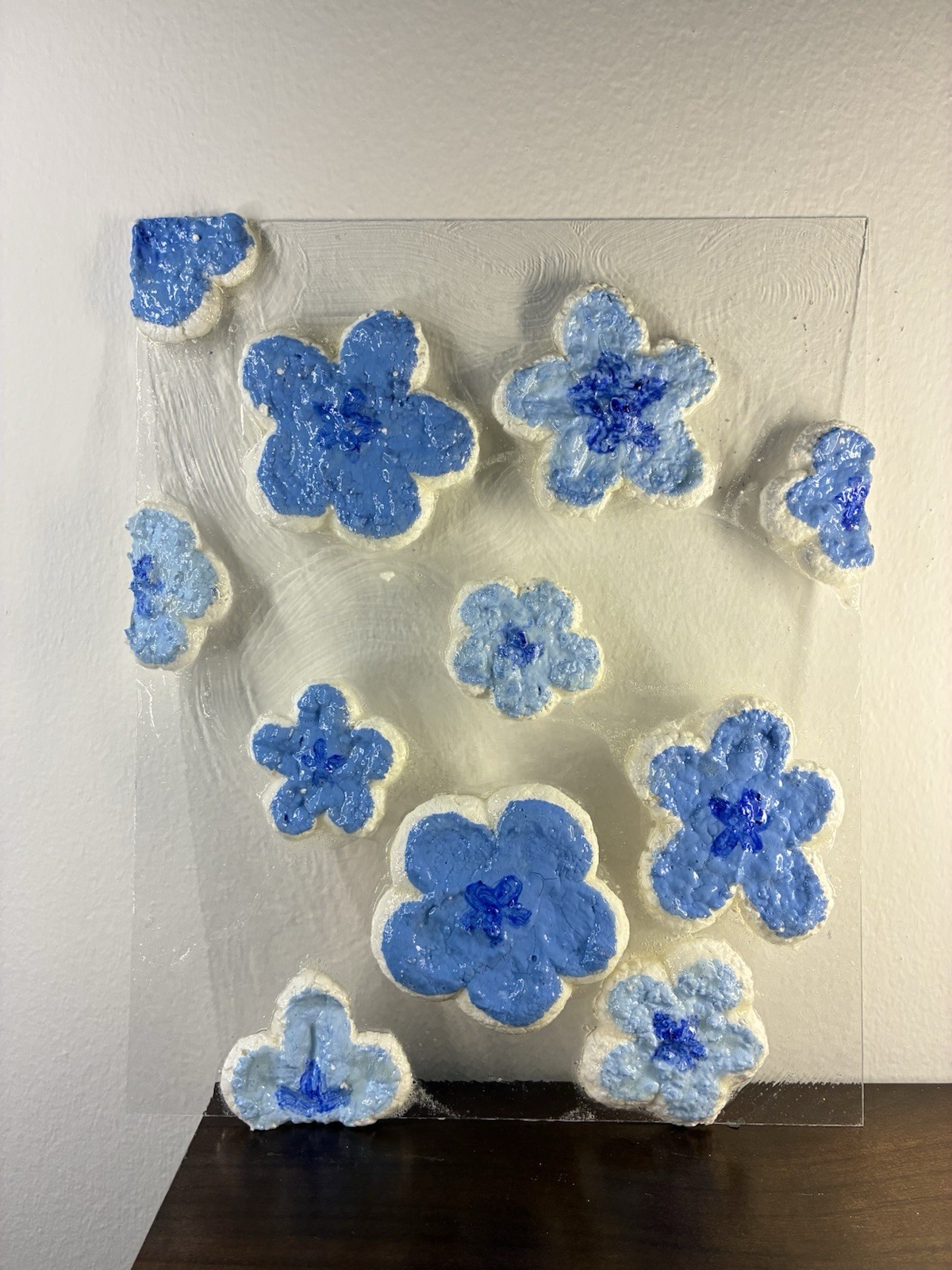 Hand Piped Plaster Art 3D Floating Acrylic Glass Frame Modern Textured Sculpture