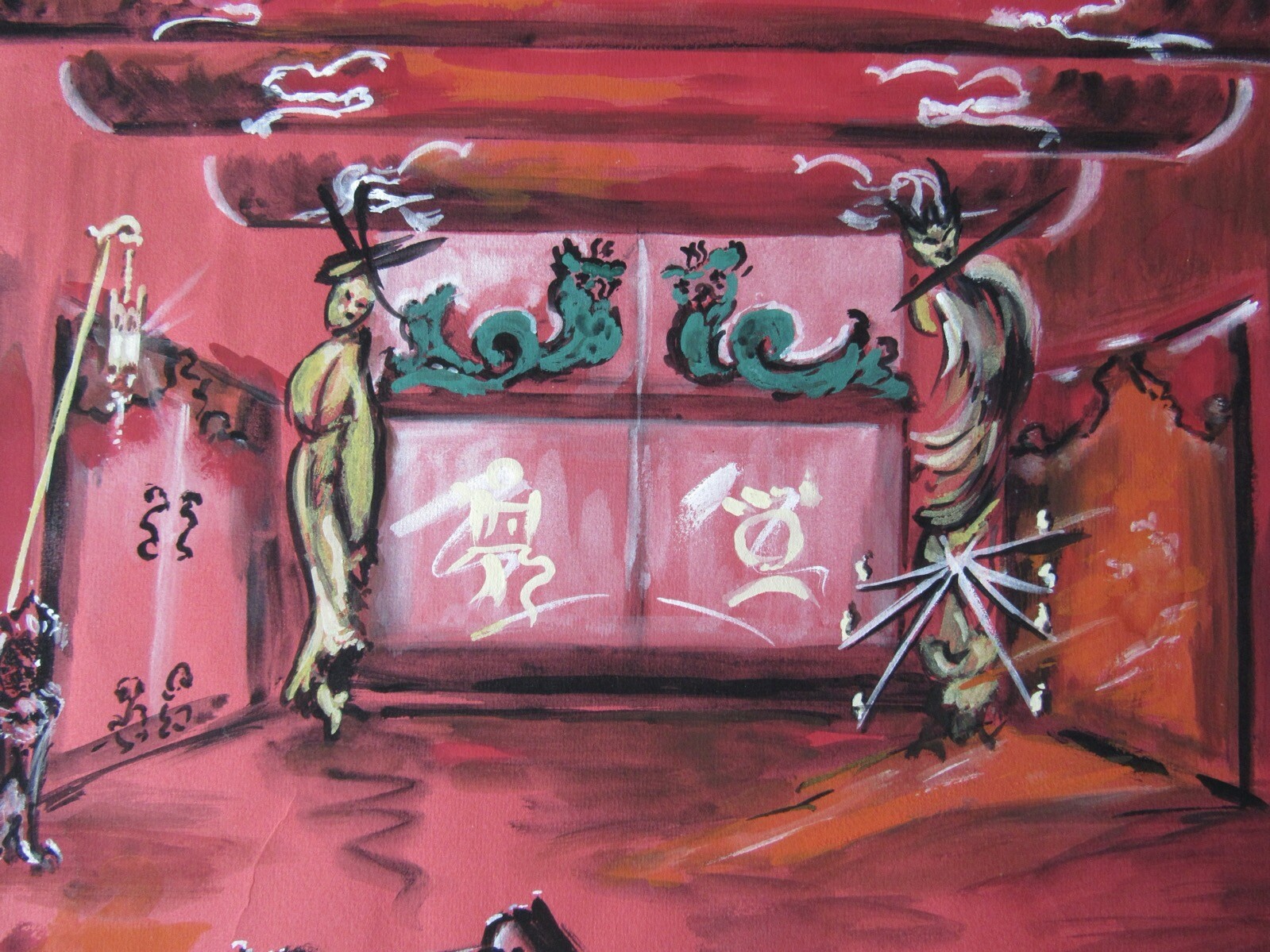 Opera Decor Gouache Drawing Signed by Jacques André Brégère set design painting