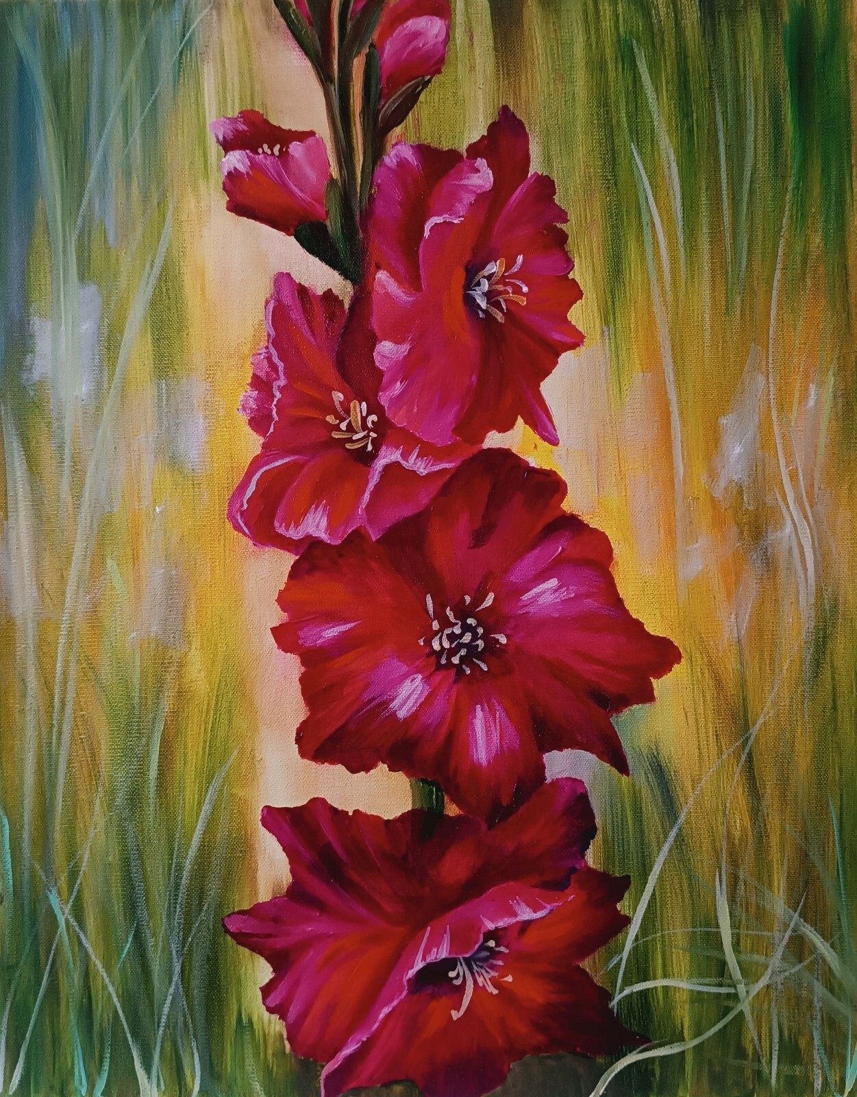 sword-grass lily cornflag flower 30 by 40 cm oil painting on canvas