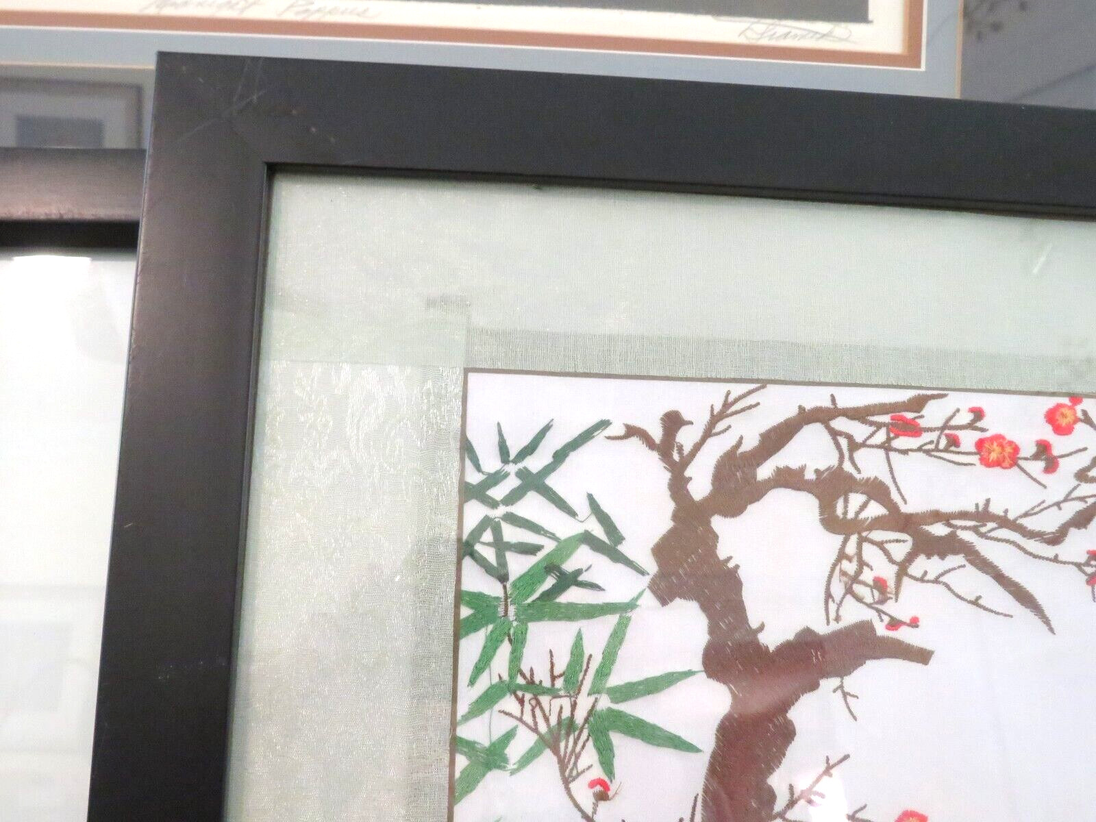 HIGH END HANDMADE OOAK Chinese silk with embroidery of Panda Bears in the snow