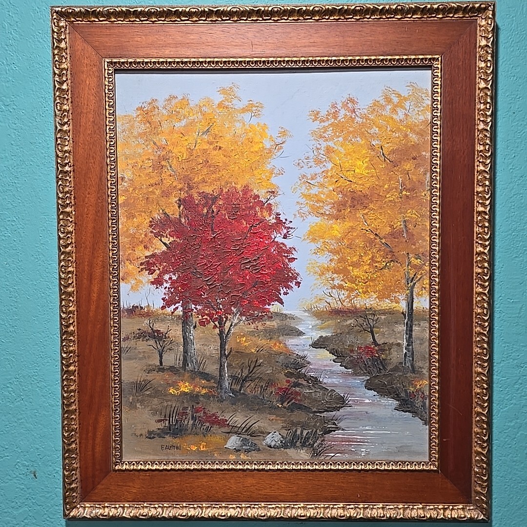 Vintage Original Texas Painting Oil Or Acrylic On Board By Artist E. Austin