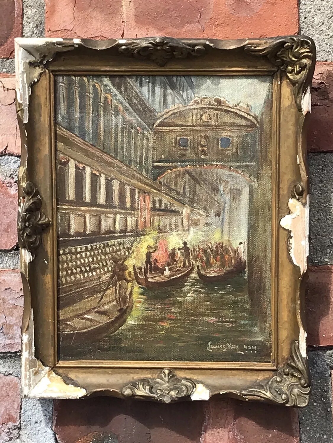 Scottish Royal Society Artist James Kay Painting. Bridge Of Sighs Venice. Signed