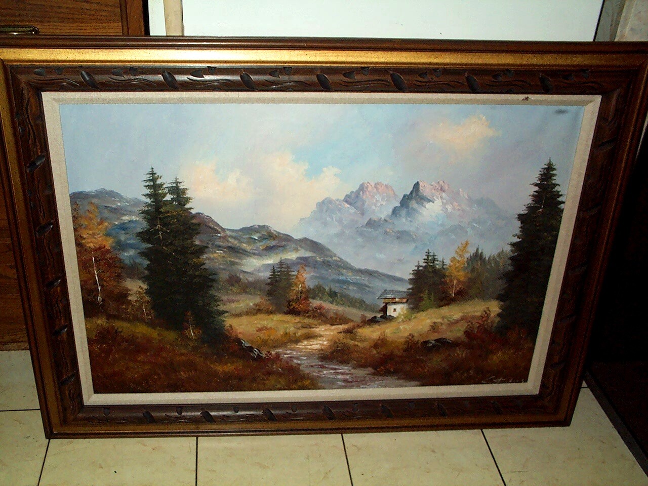 JULIUS FRIEDRICH Oil Painting CANVAS Original Art w Frame Country Picture Trees