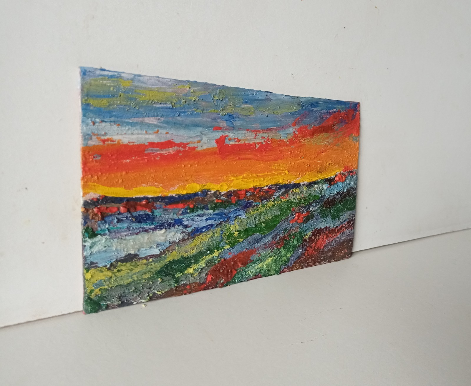 EveningImpasto Painting Original Art Impression Oil Painting 4.9 x 8 in