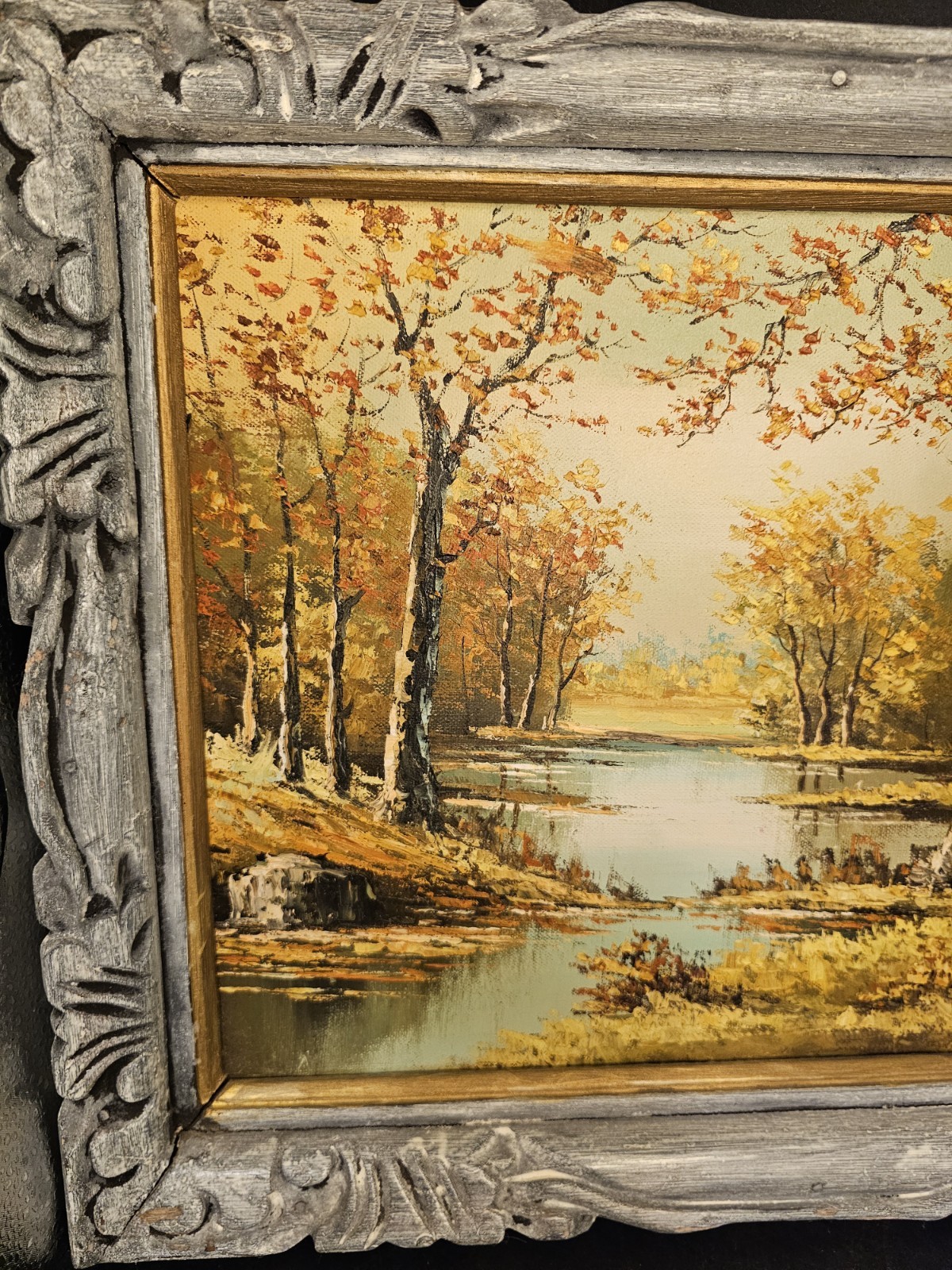Original oil painting, Fall landscape Scene, Signed, Suh Jin Hee