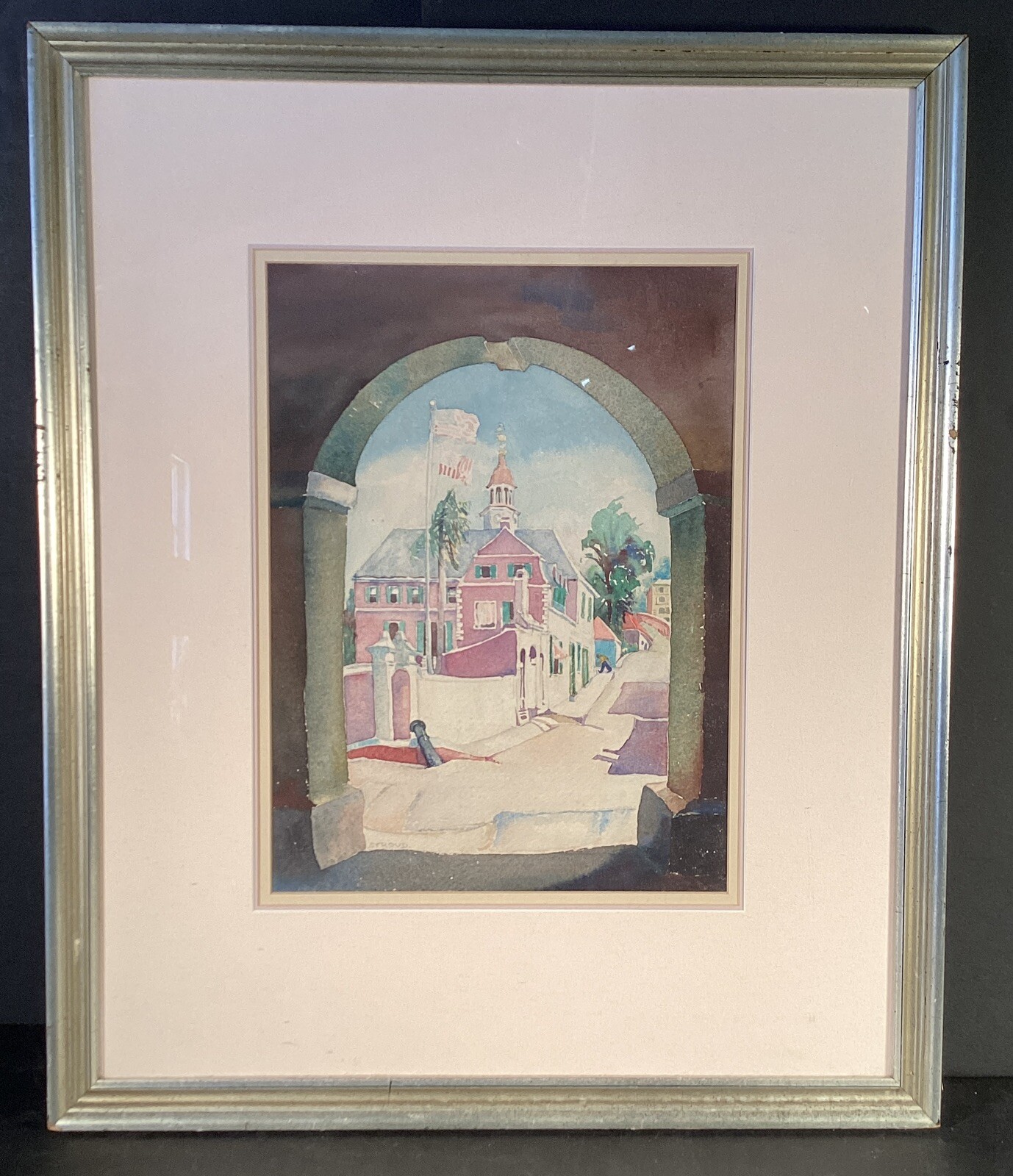 Clara Stroud FramedWatercolor Signed Vintage Original Tropical Painting