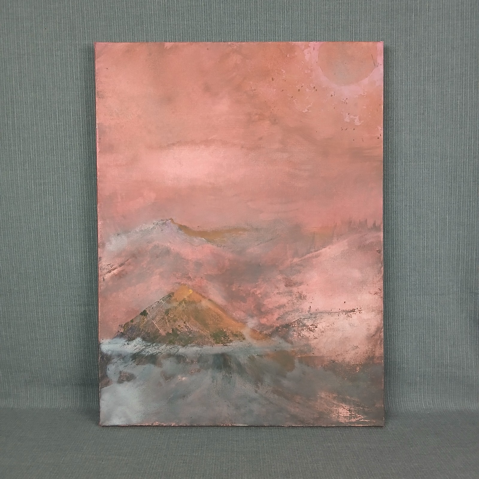 Original Painting on Canvas Haunting Mountain Wildfire Landscape Moody Aesthetic