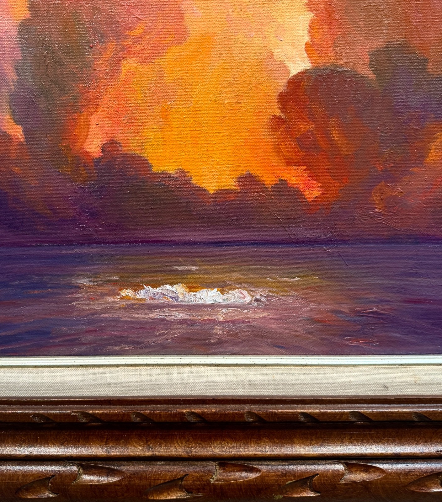 «Fire and Water» Sunset oil on canvas 2026 Framed YASAMI 32″ x 28″