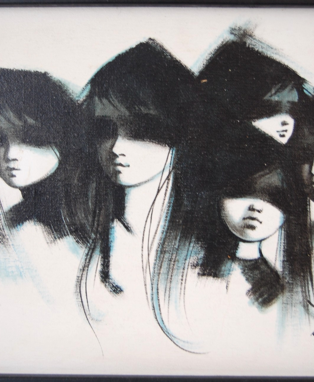 Vtg 70’s MCM Original Kevin McAlpin oil painting Five Blindfolded Children 16X12