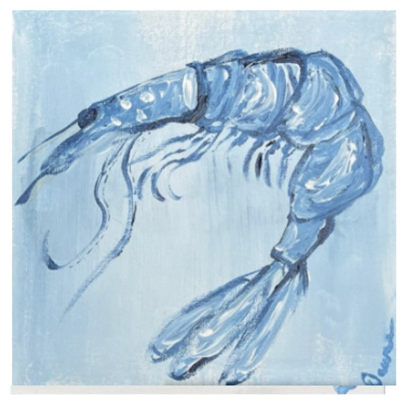 Blue Shrimp Impressionist Ocean Life aquatic Original Painting Acrylic