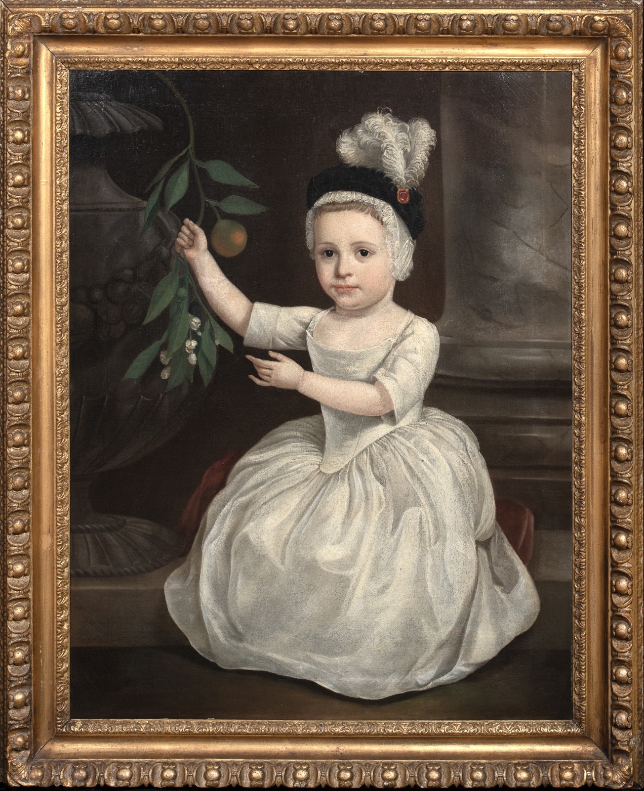 Large 18th Century English Child Portrait Of Frances Maria Fountayne (1730-1750)