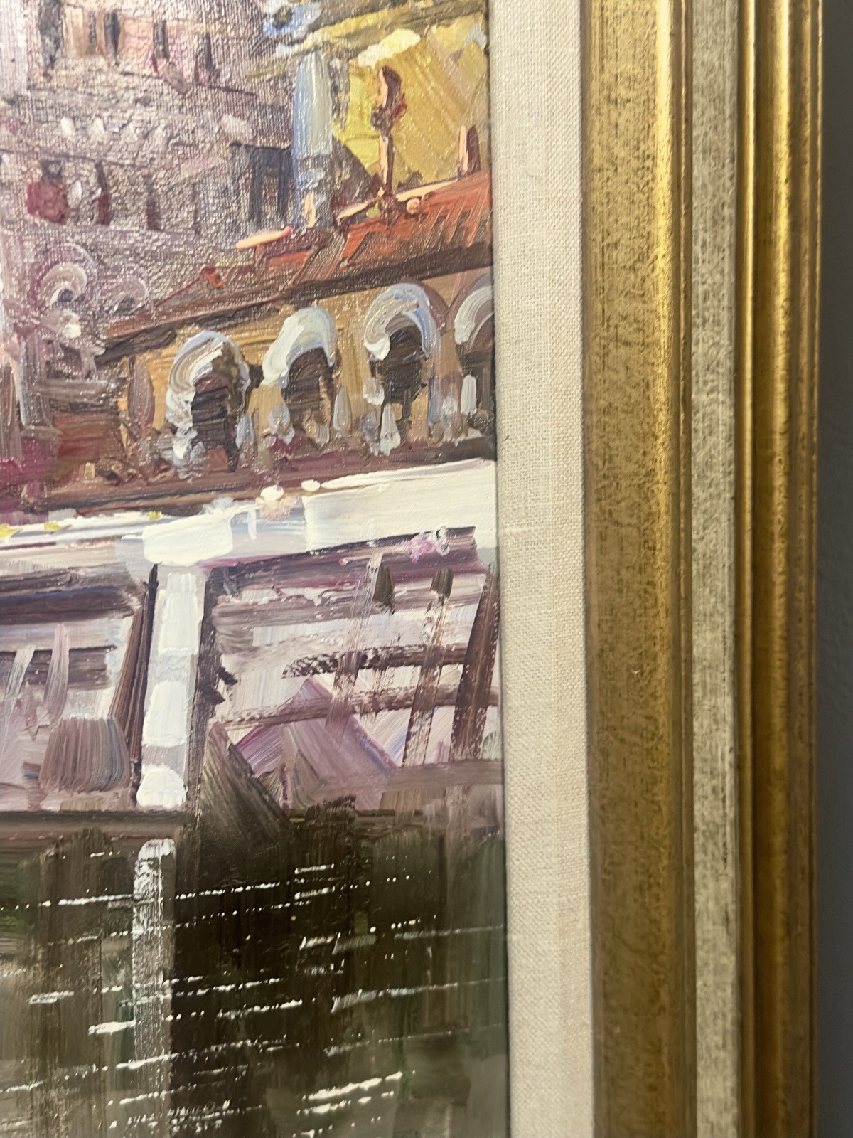 Mid 20th Century Signed Antonio DeVity Original Oil Painting Venice Italy 27×31