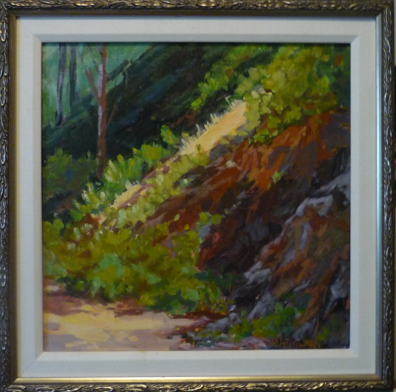 oil painting landscape Pikes Peak drive original 14×14 P Hamilton impressionism