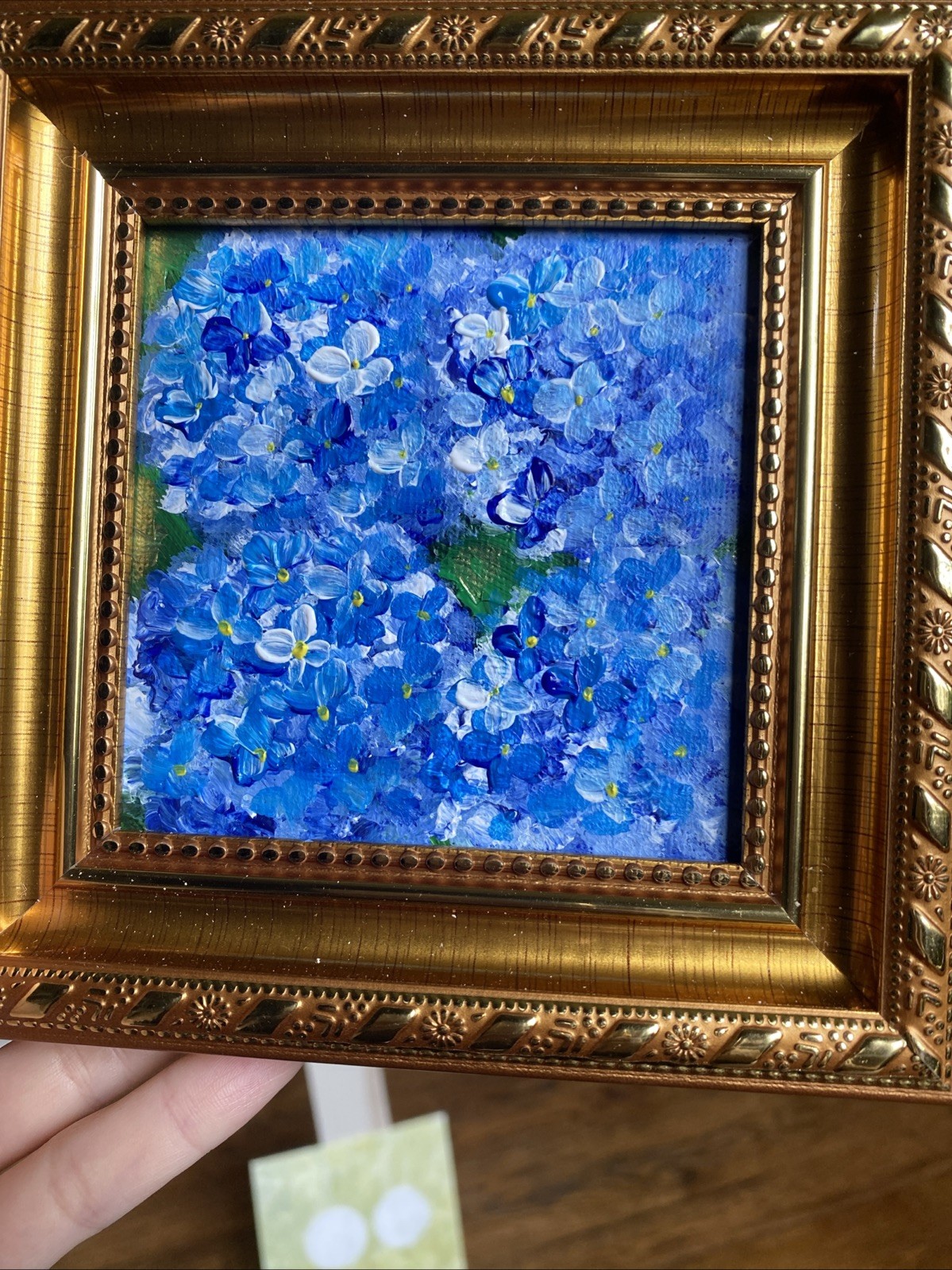Hydrangea ,abstract Flower,Original Acrylic Painting On Canvas Panel,4/4 Framed