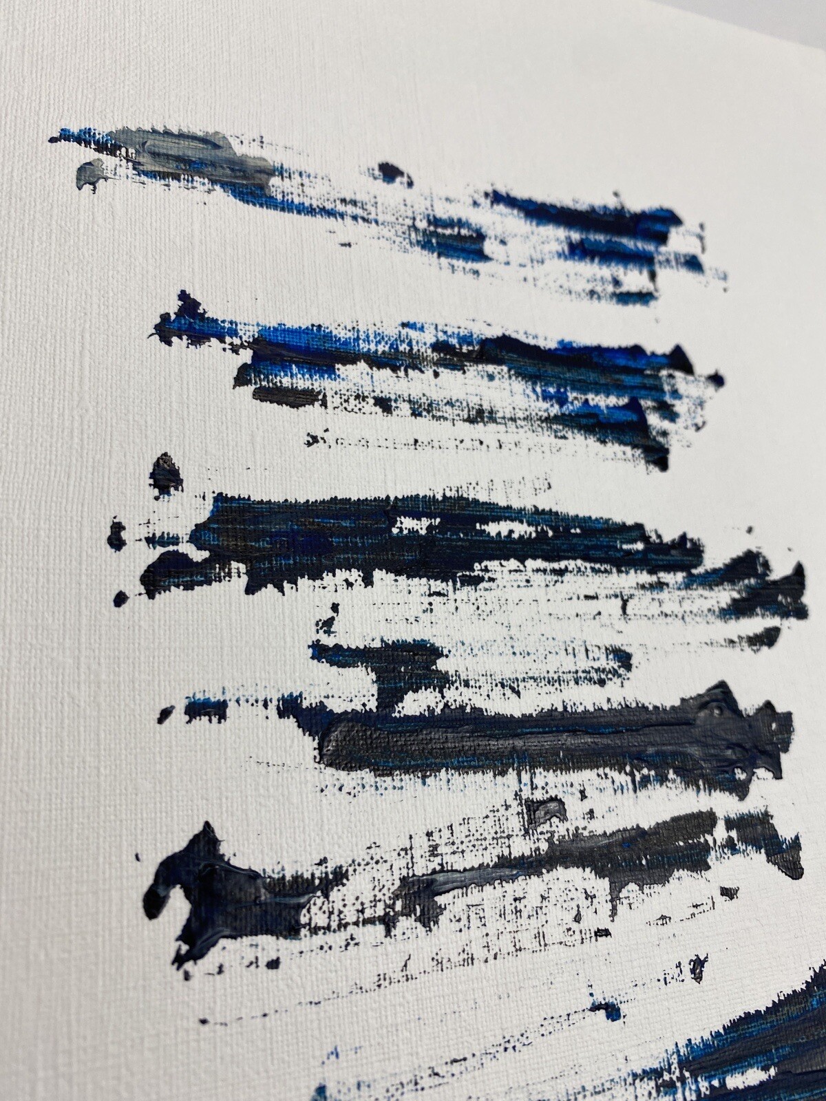 Abstract Acrylic Original Painting On Canvas Paper 9X12 Wall Art Black Blue