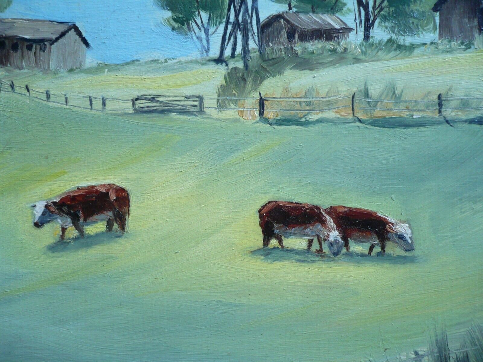 ARNOLD SODERHOLM VINTAGE COWS LANDSCAPE CA IMPRESSIONIST COLORISM PRIMITIVE OIL