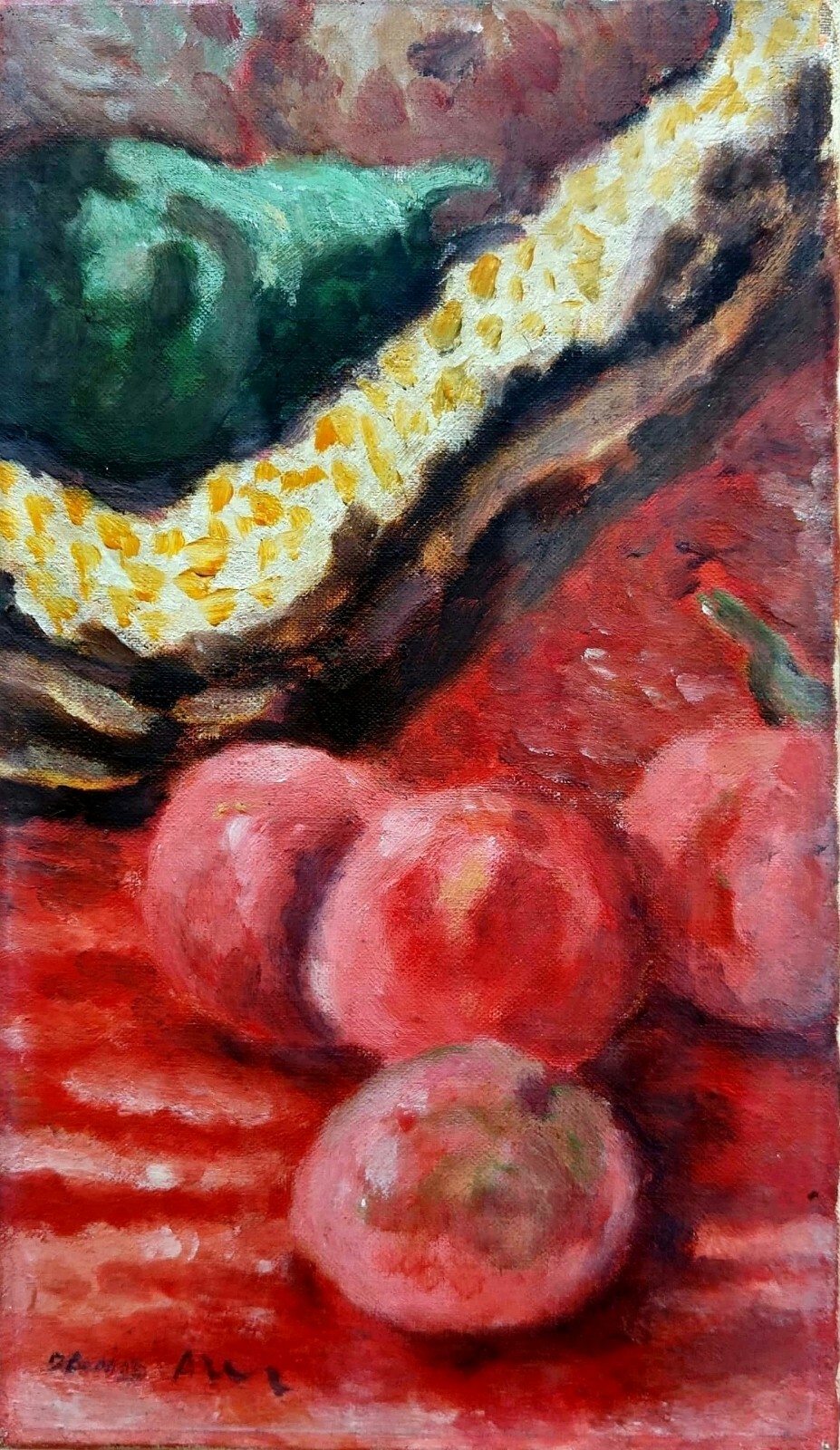 David Azuz: Still Life & Fruit 65/ Israeli French Jewish Oil Mid-century Modern