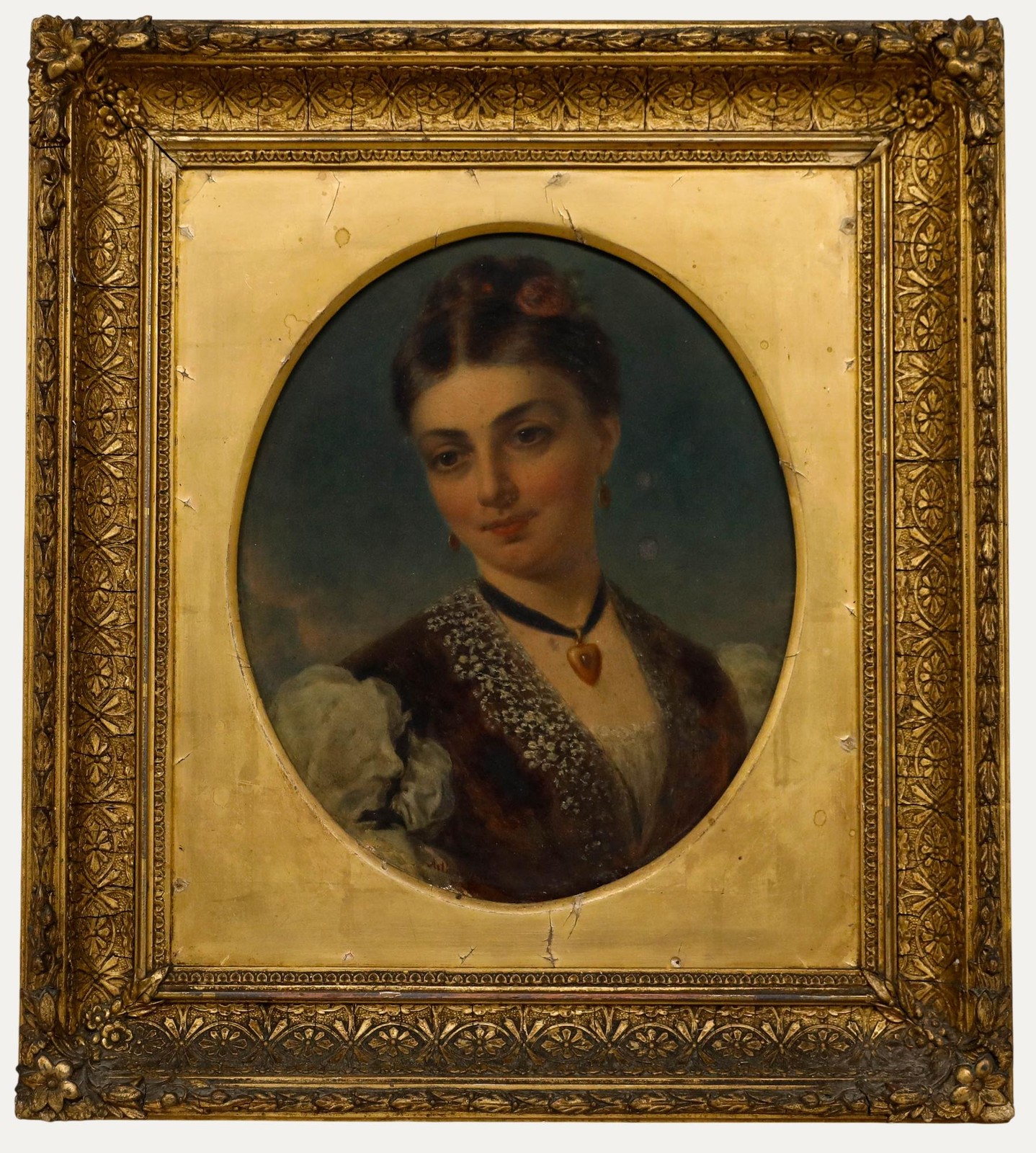 Arthur Miles (act.c.1851-1880) – Framed 1878 Oil, Portrait of a Lady
