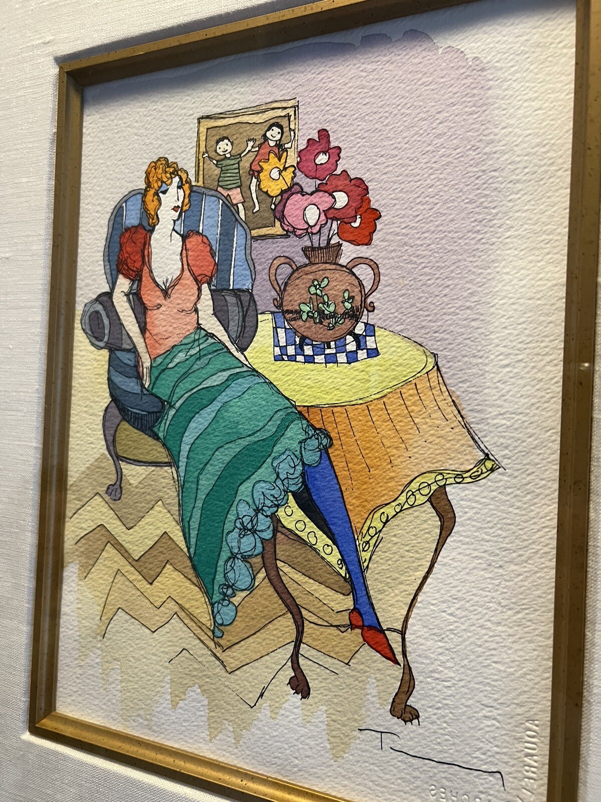 Itzchak Tarkay Original Painting, Hand Signed «Morning Break»