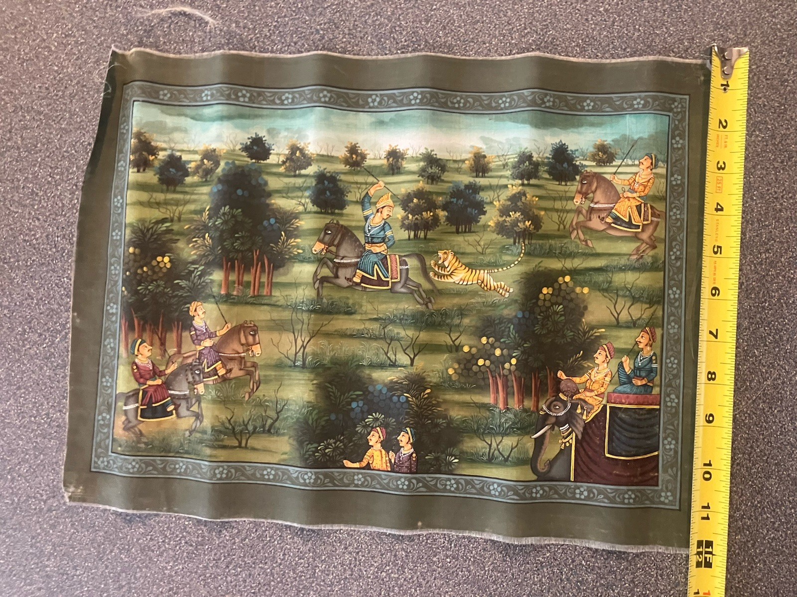 Rajasthani mughal painting on silk like material. Rare!!