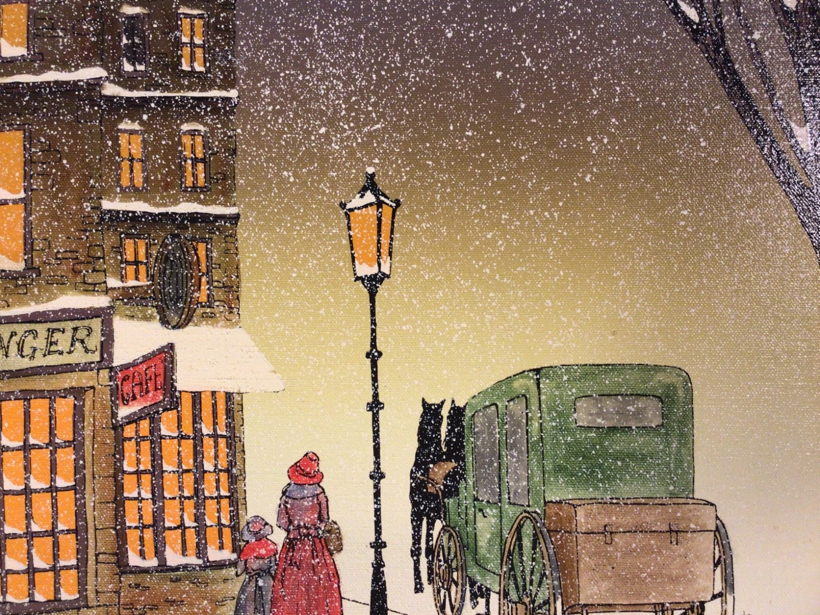 Maurice Bouchard street scene. OIL On Canvas. 19831. Framed 29” by 25” original
