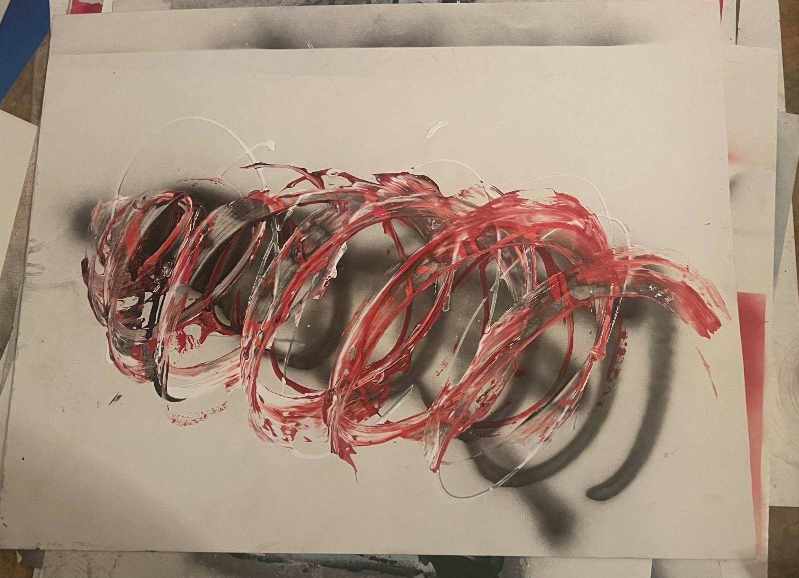 Painting art new Ody West “Spirol” graffiti acrylic spray paint original 22×28