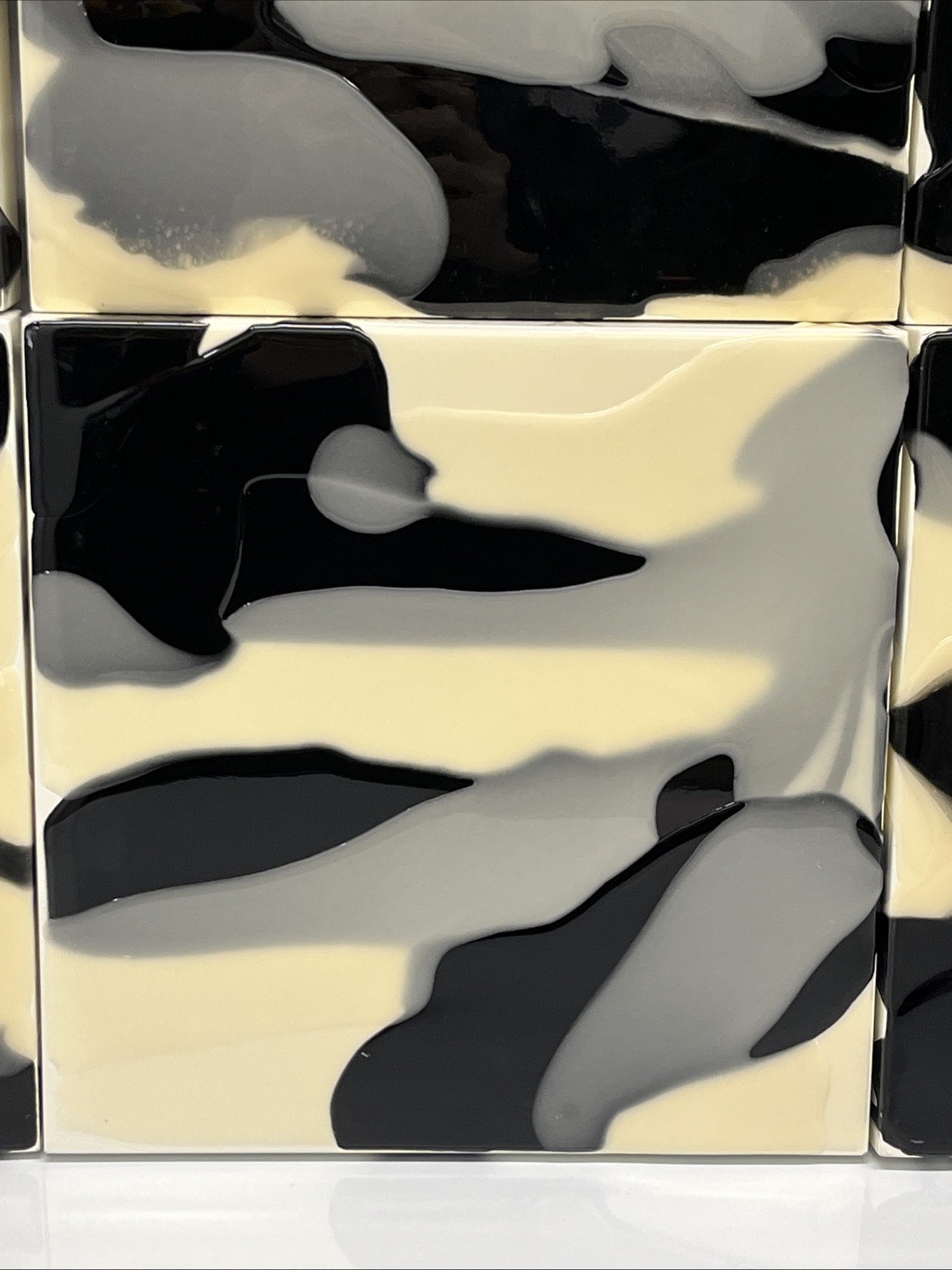 Andy Blank Abstract Paintings Black/Gray/Ivory – Set Of 8 (each 12”x12”x1.5”)