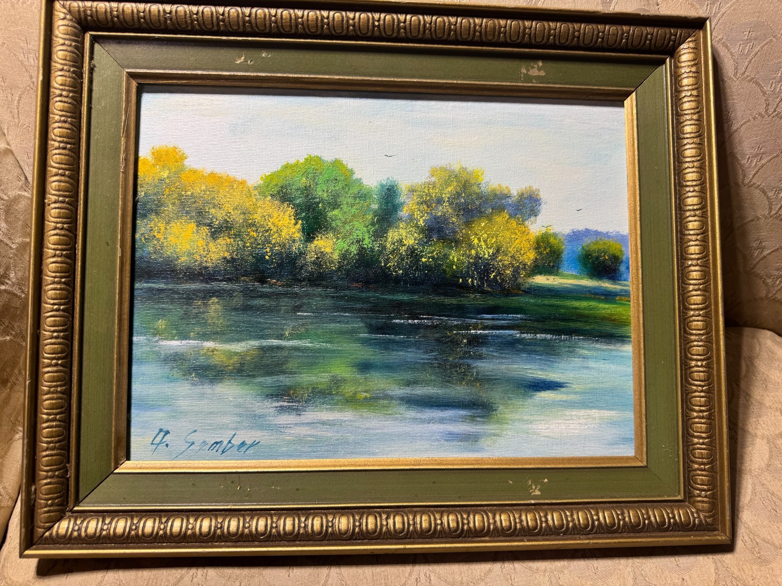 G Sember? «River Landscape Scene» Oil Painting – Signed And Framed