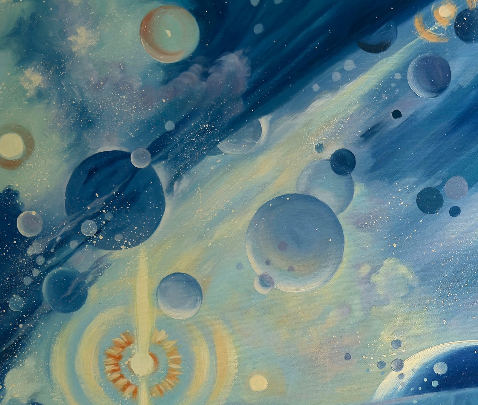 Astronaut and Cosmic Space – 20×24 inch oil painting on canvas