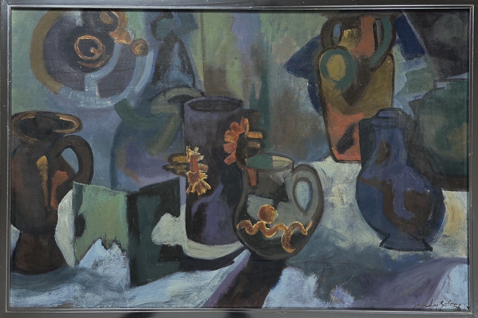 Vintage Postimpressionist Still Life with Vases and Flowers (OOC)/Modernist