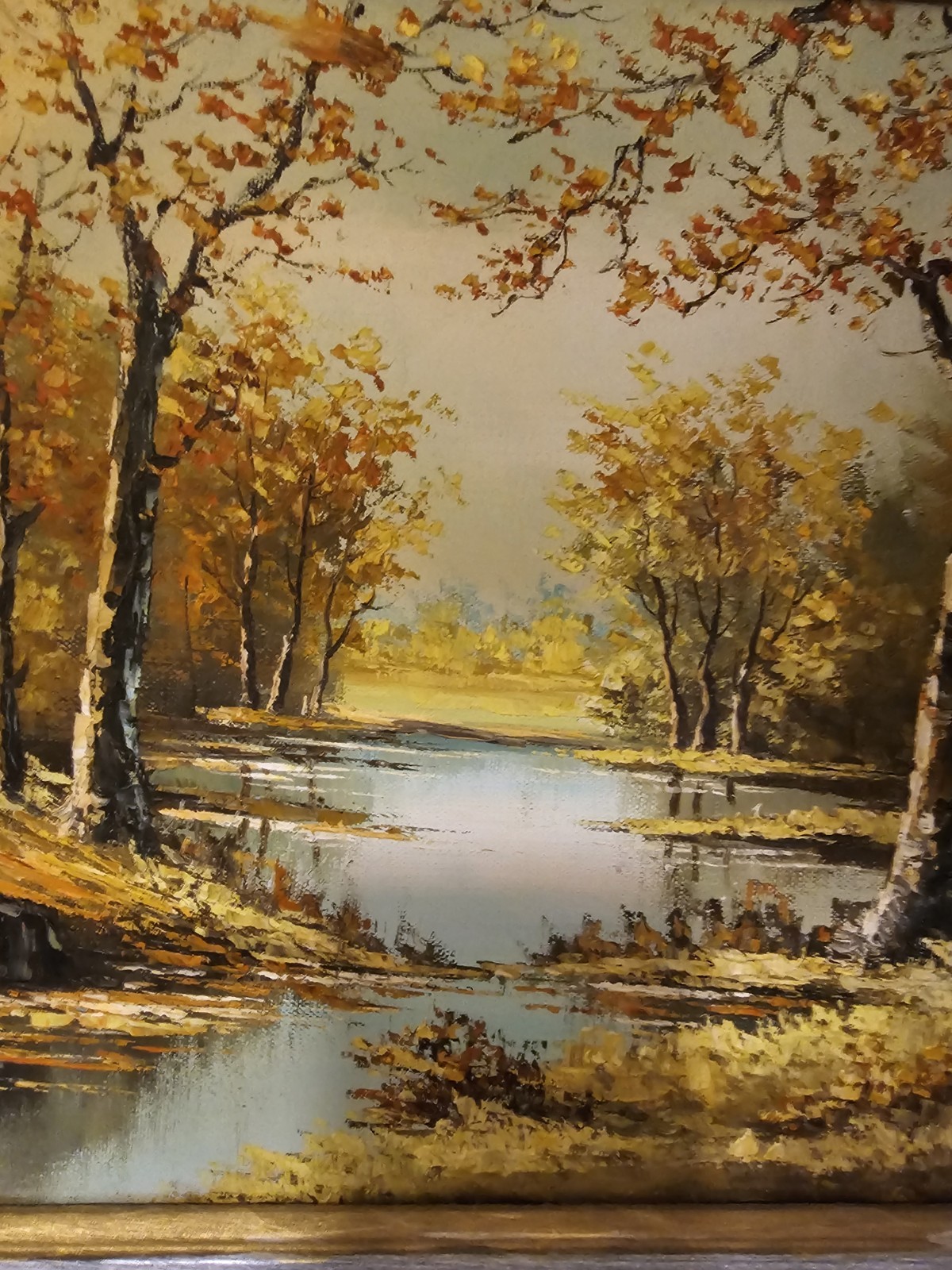 Original oil painting, Fall landscape Scene, Signed, Suh Jin Hee