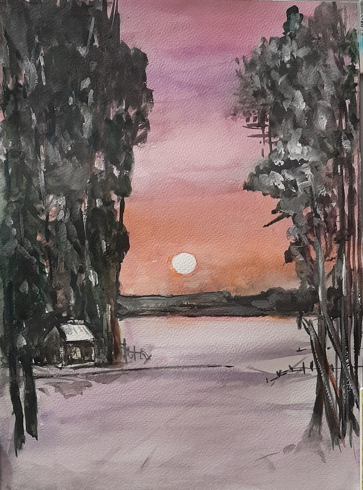 Arisa Strazds – «Northern lights» – paper/watercolor, 24×32 cm