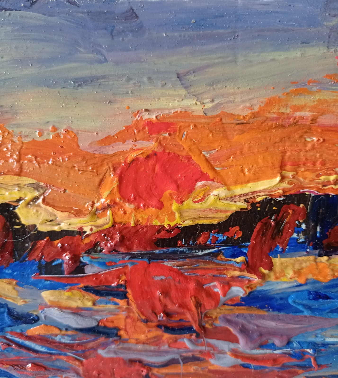 Evening Impasto Painting Original Art Impression Oil Painting 6 x 9 in