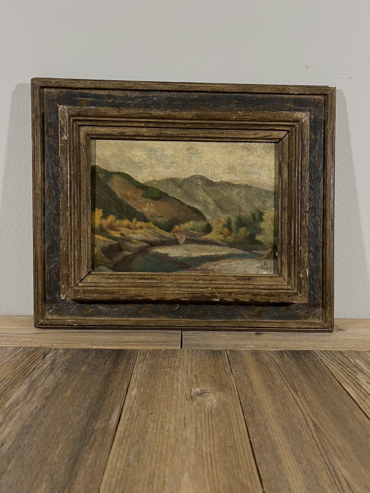 1920s Japanese Antique Pre-War Landscape Oil Painting by Hamada Shigemitsu 浜田葆光