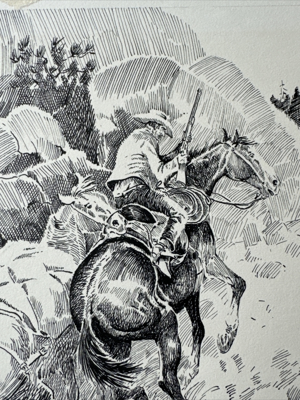 ANTIQUE ILLUSTRATION DRAWING COLLECTION AL MARTIN NAPOLETANO WESTERNN COWBOY