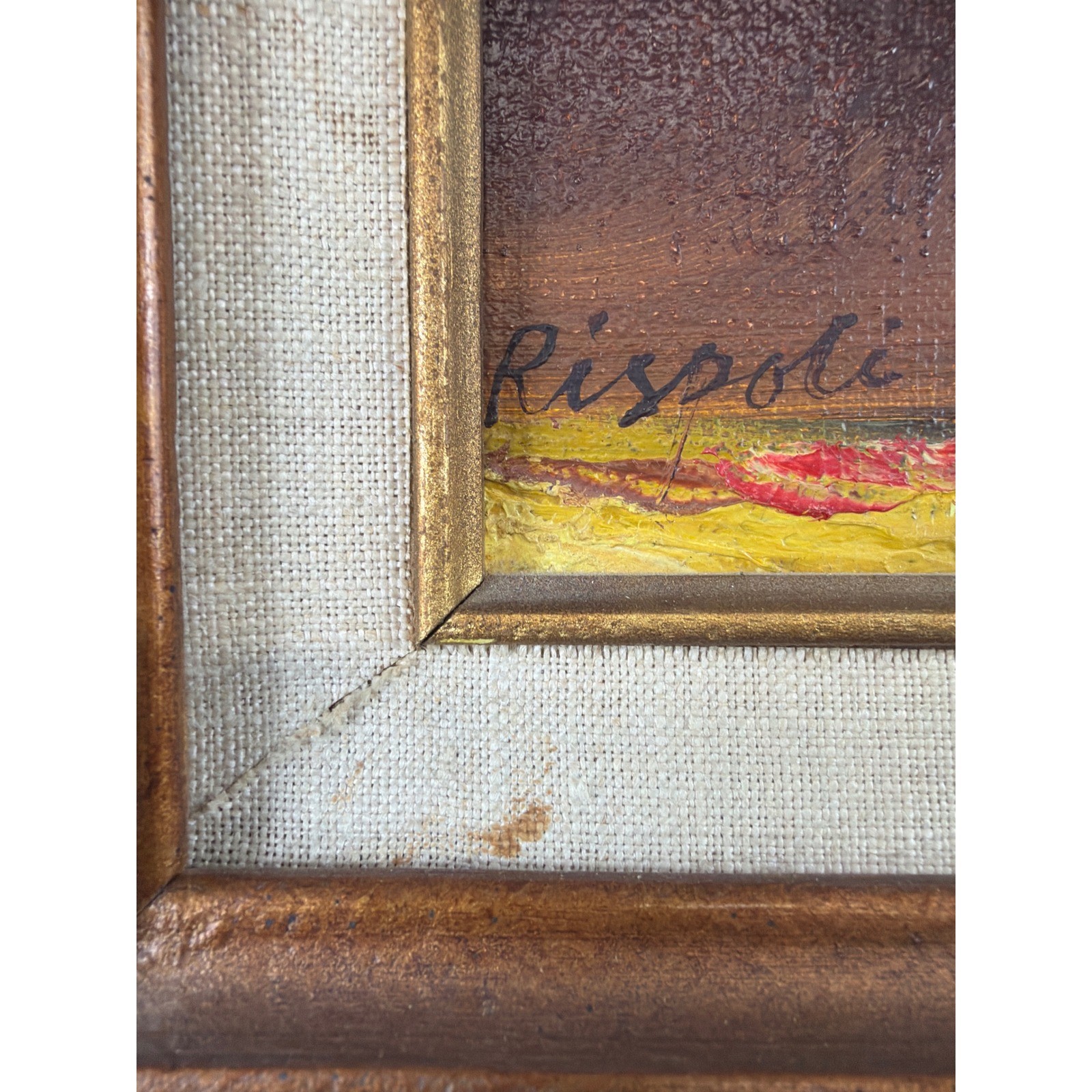 Rispoli Original Oil Painting Floral Still Life Gold Framed Impasto 17×15 Framed