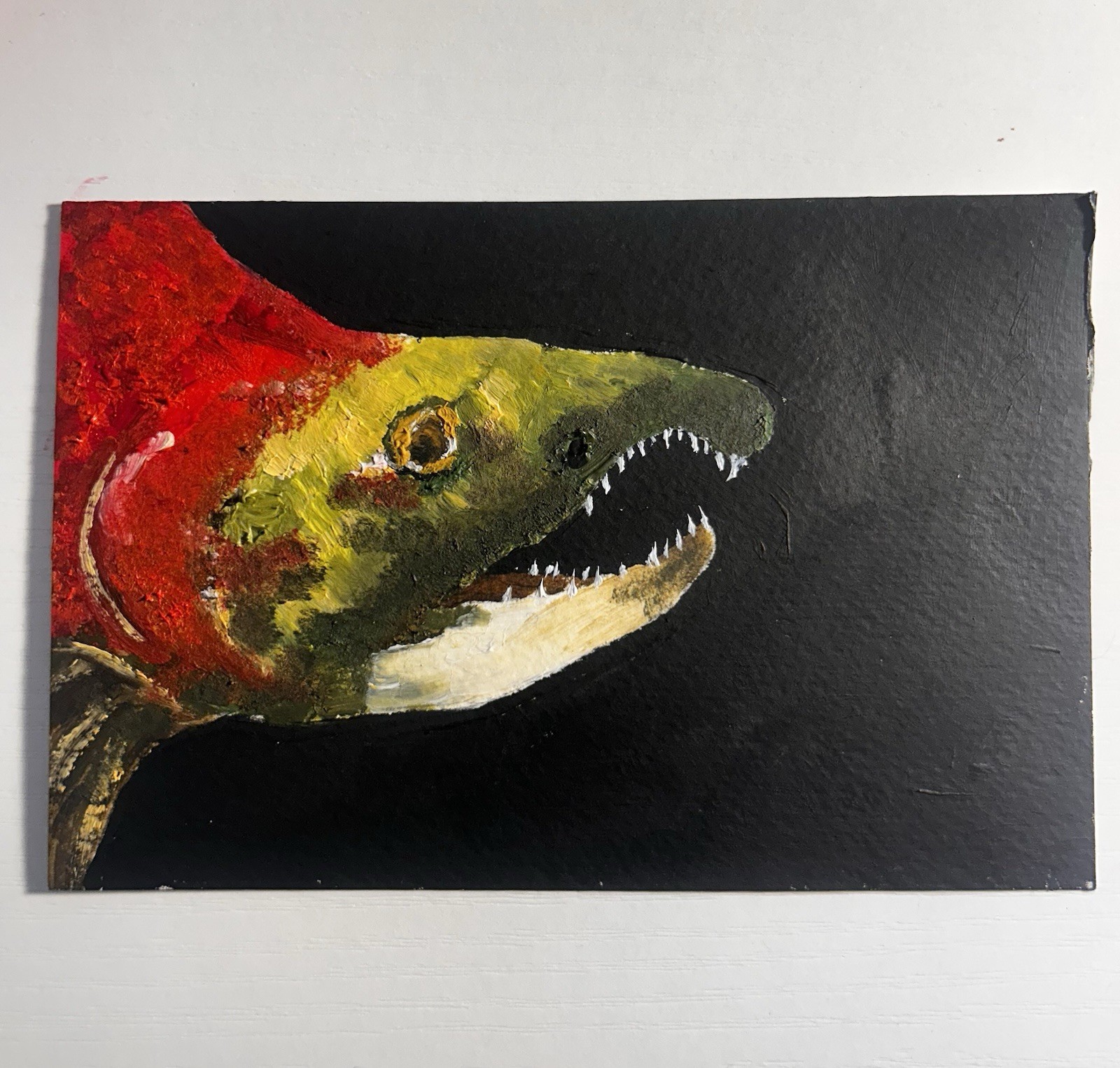 Original hand painted sockeye salmon