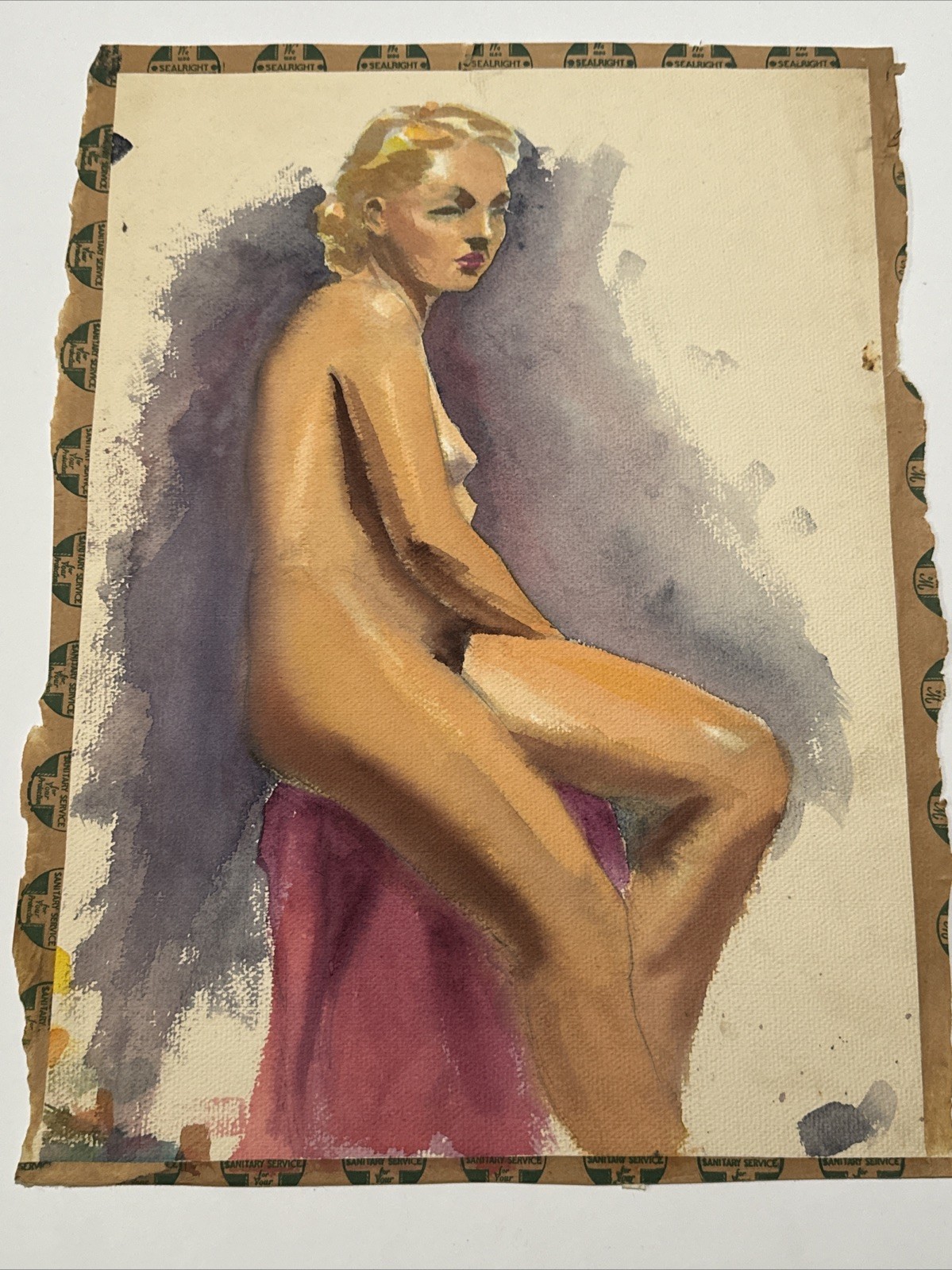 Antique Painting Pretty Woman Women Female Model Mystery Illustration 1930’s