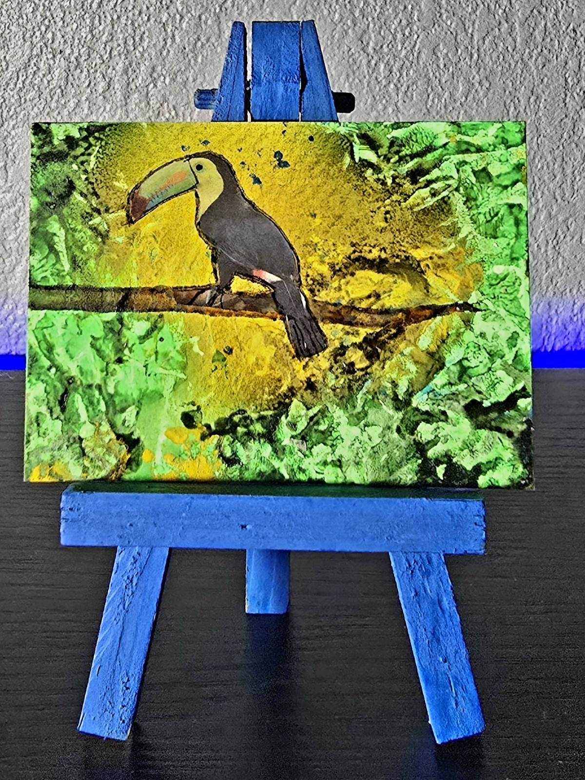 Aceo Original Mixed Media Painting, A Toco Toucan