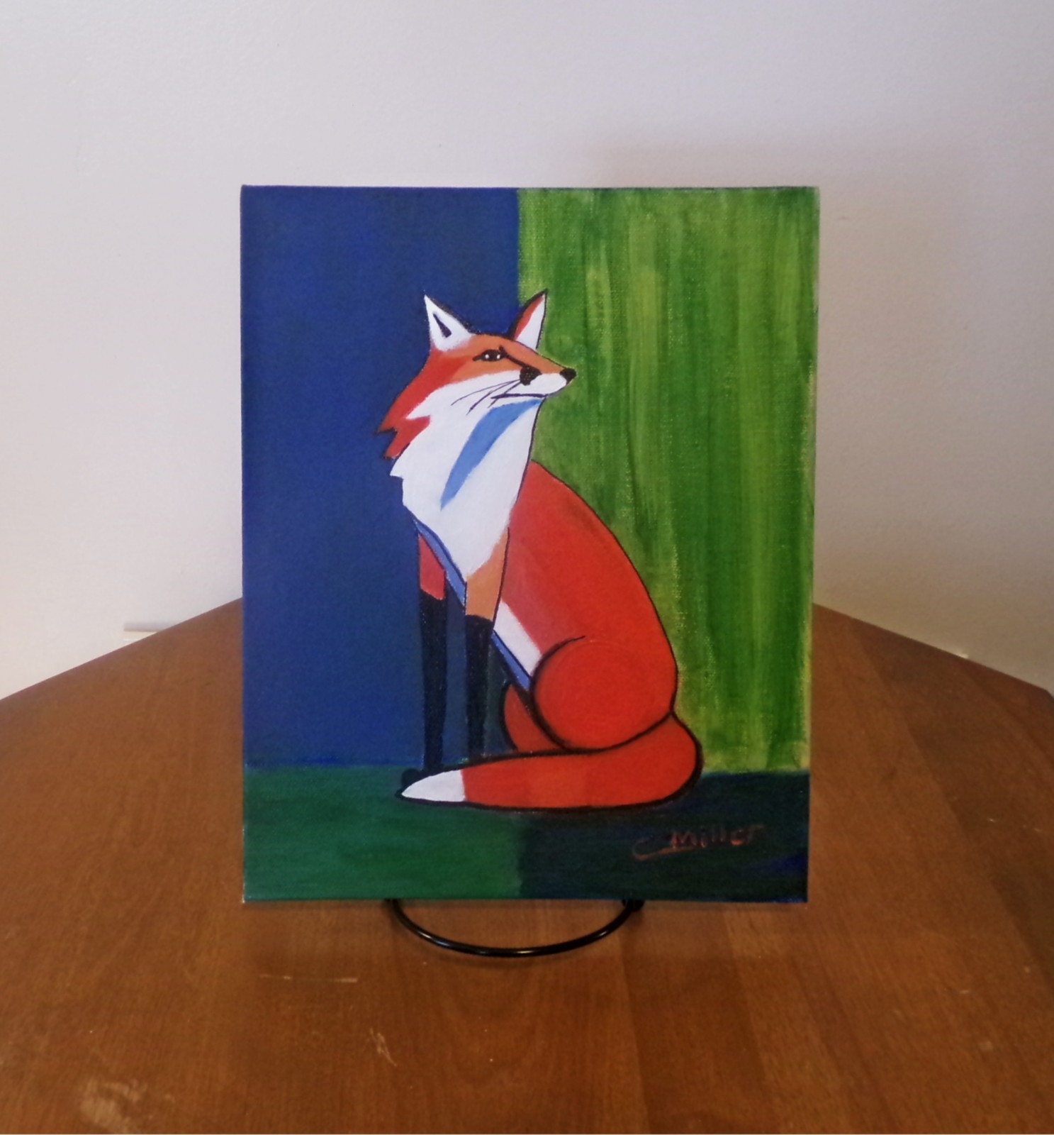 Original Fox Abstract Painting 8×10 Animal Wildlife Modern Wall Art