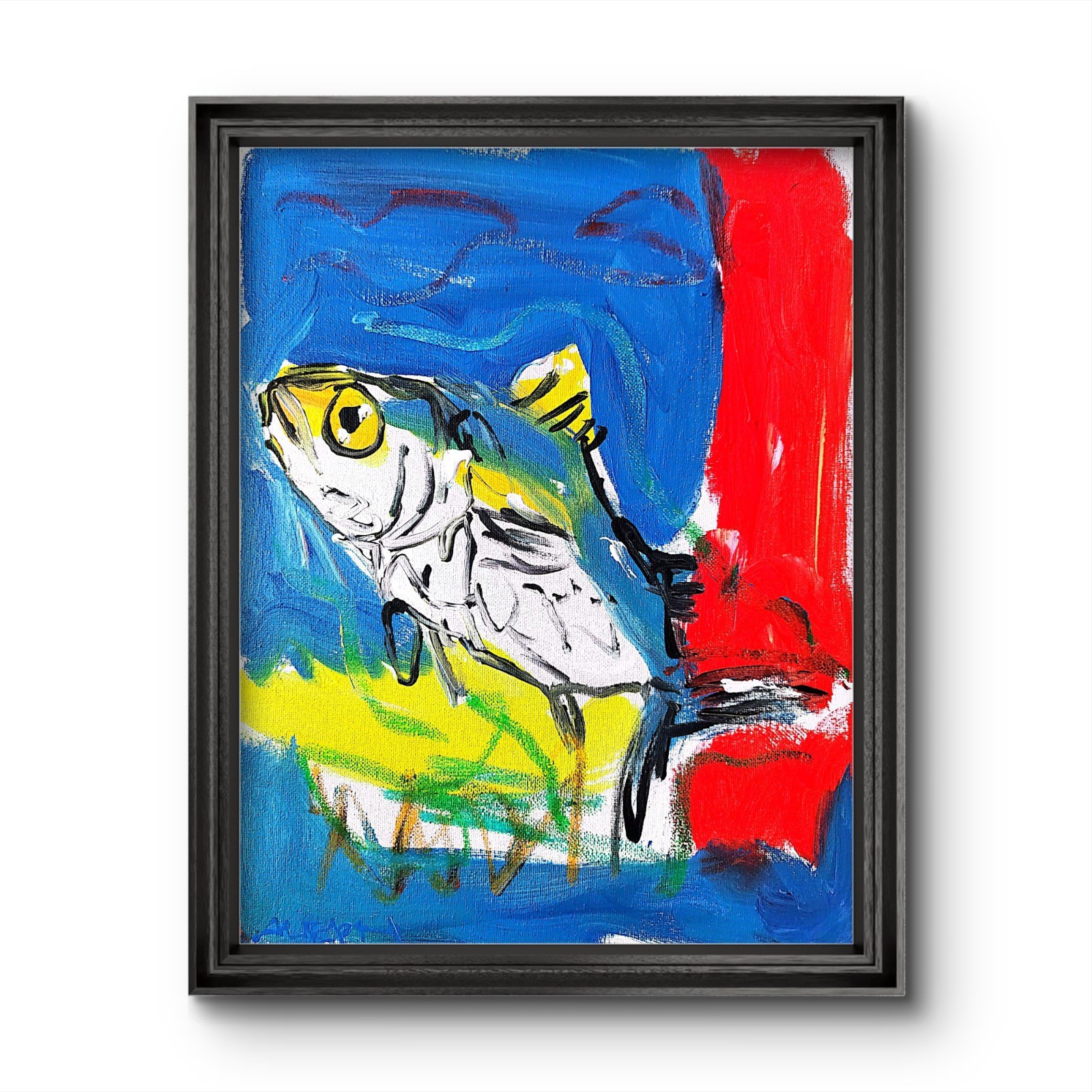 Aleph Hand Painted Fish 9×12 Animals Acrylic Art Living Room Decor Canvas