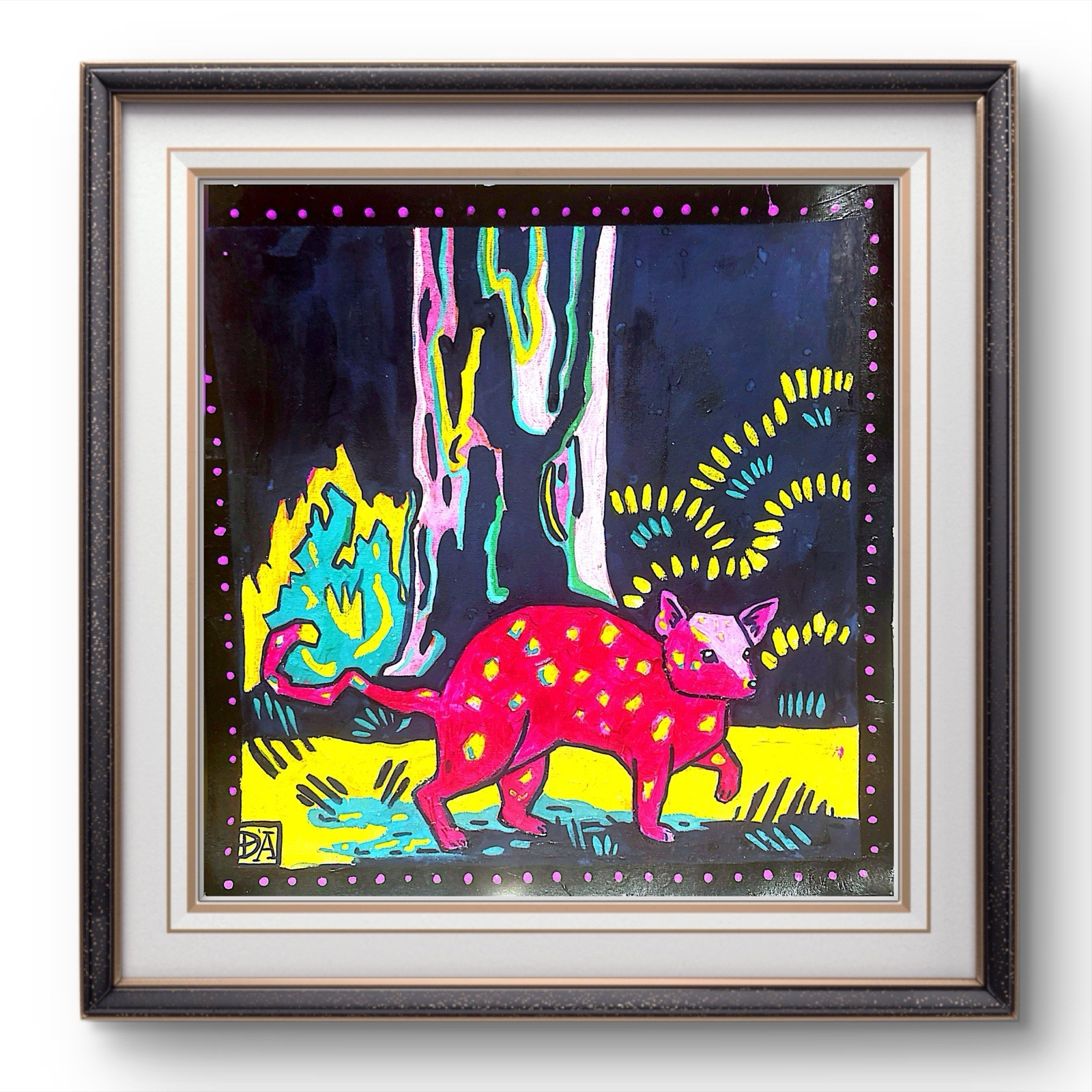 PORTIA Original Quoll Prowling 30x30cm Gouache On Paper Painting Tasmania