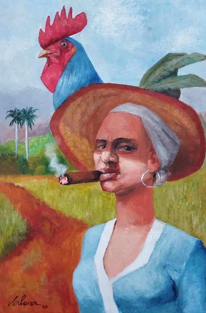 Oil on Cardboard Campesino Feliz 45x35Cm Reinaldo Hernandez Valera (Valera )