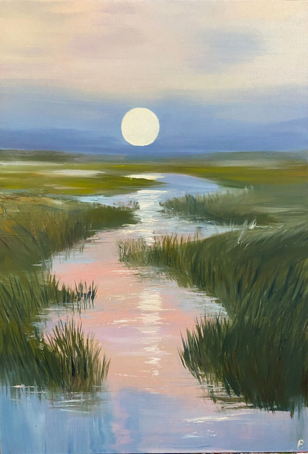 Landscape Painting, River, On Canvas, original hand painted artwork. 14»x 20»