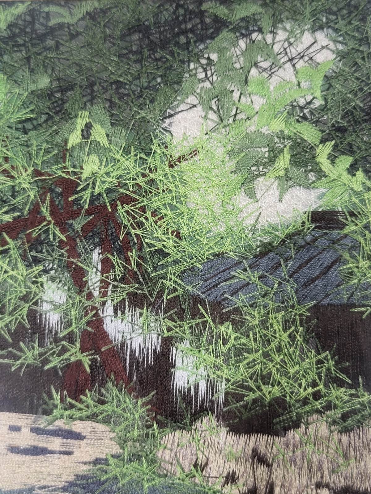 Chinese Garden by Ouyang Hand Made Embroidery Silk Fine Art