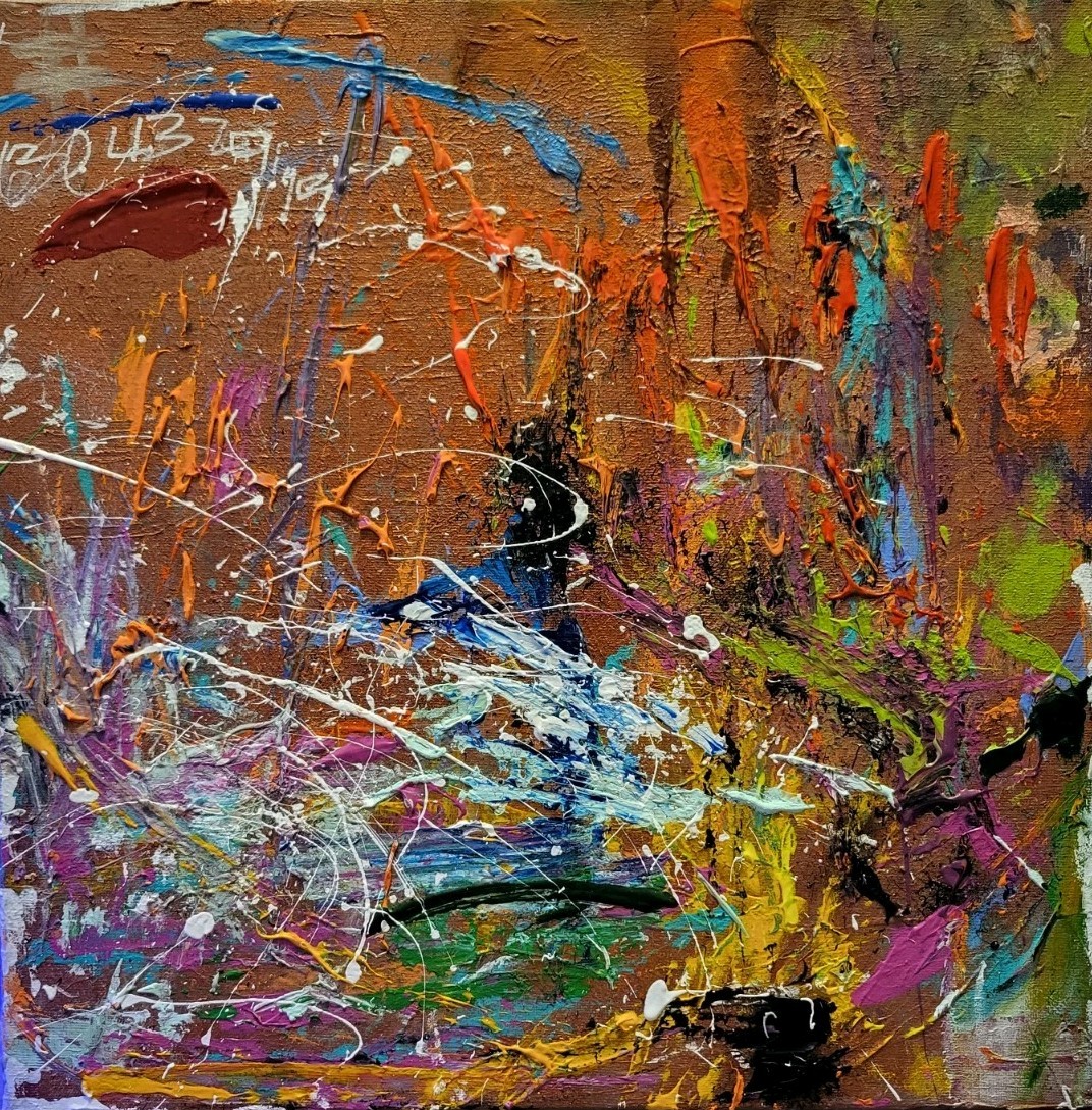 Original Colorful Abstract Modern Contemporary Art Canvas Piece 12x12in