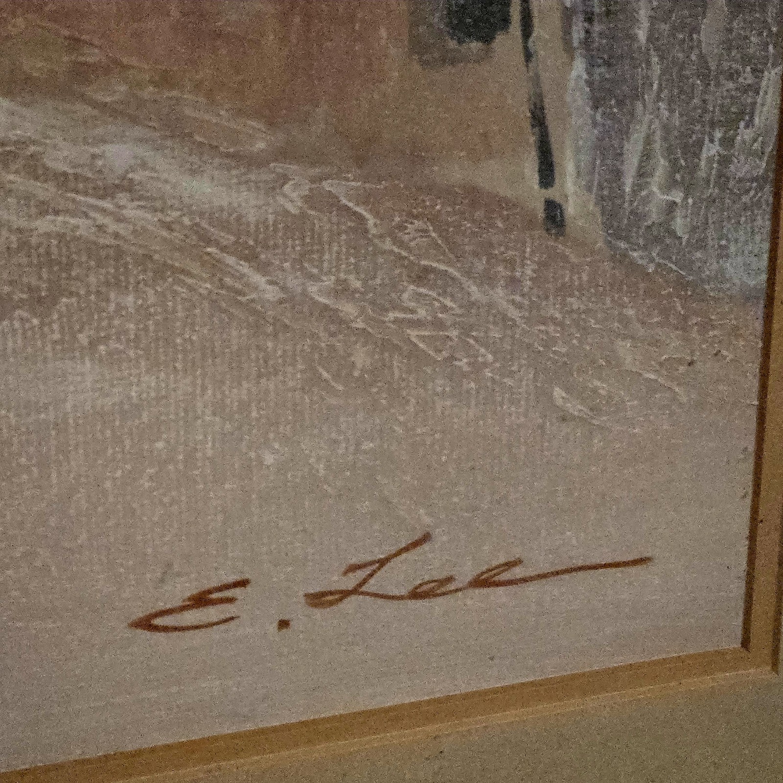 Original Southwestern Painting Signed E. LEE ADOBE PUEBLO DWELLINGS 30in X 36in