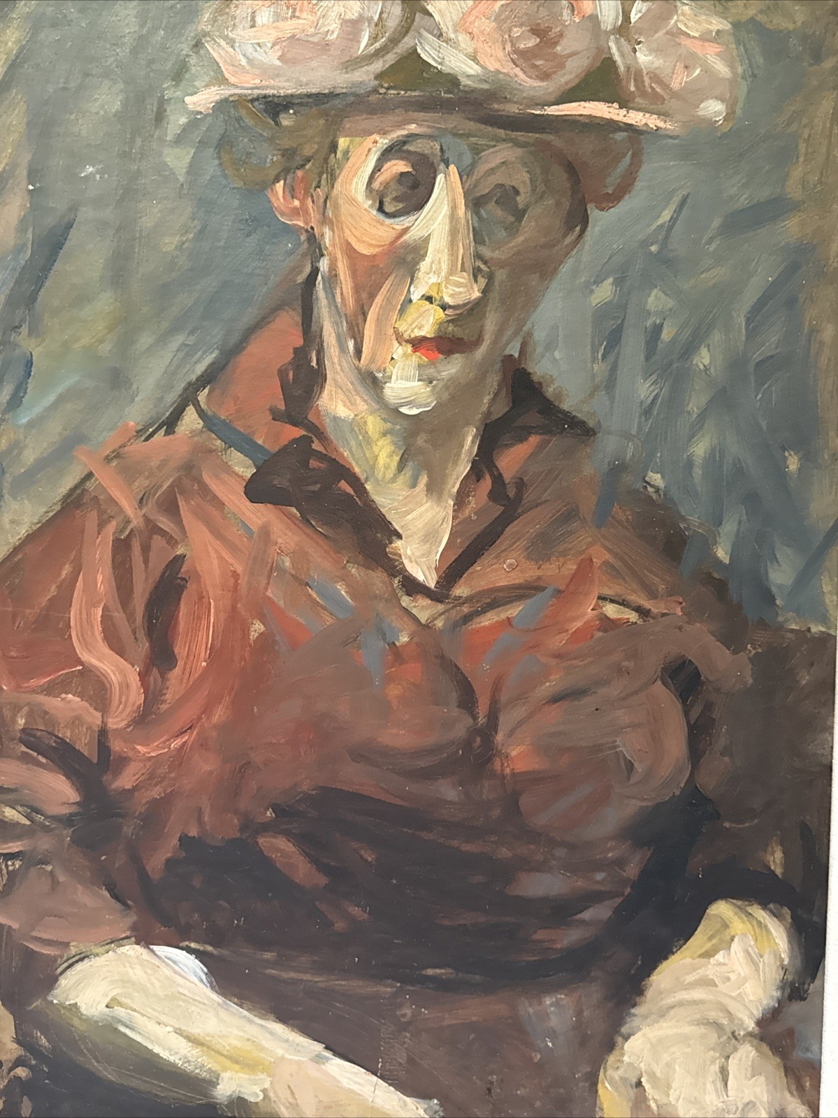 Antique Expressionist Painting Portrait Woman Women Female Model Mystery Artist