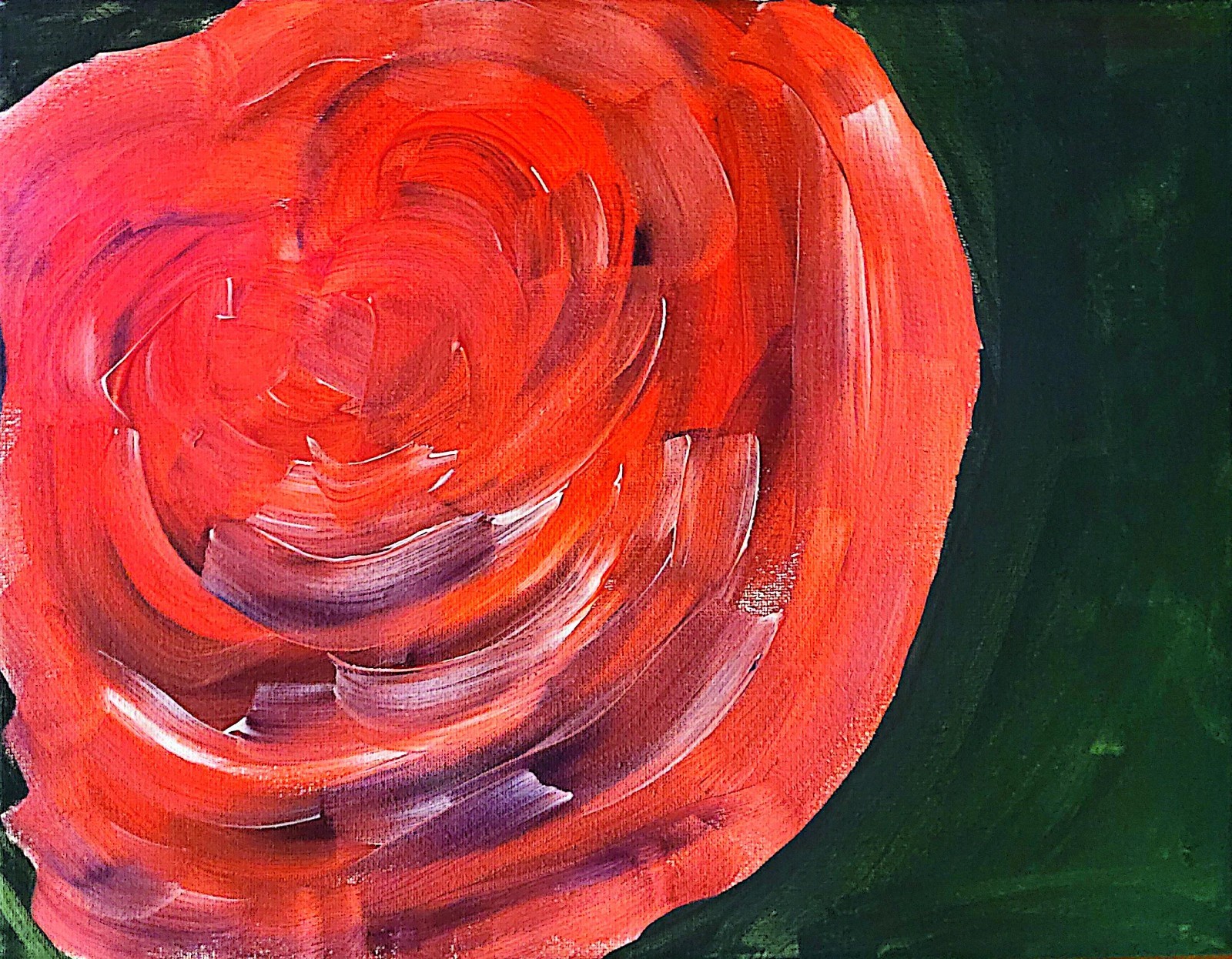 Red Rose Floral Up Colorful Modern Art Acrylic Painting on Canvas 11×14 Acrylic