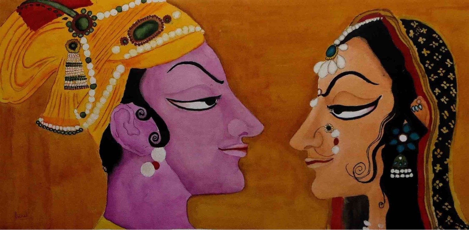 Bani Thani 2. Watercolour, Kishengarh style Painting. Collectible, Home Decor.